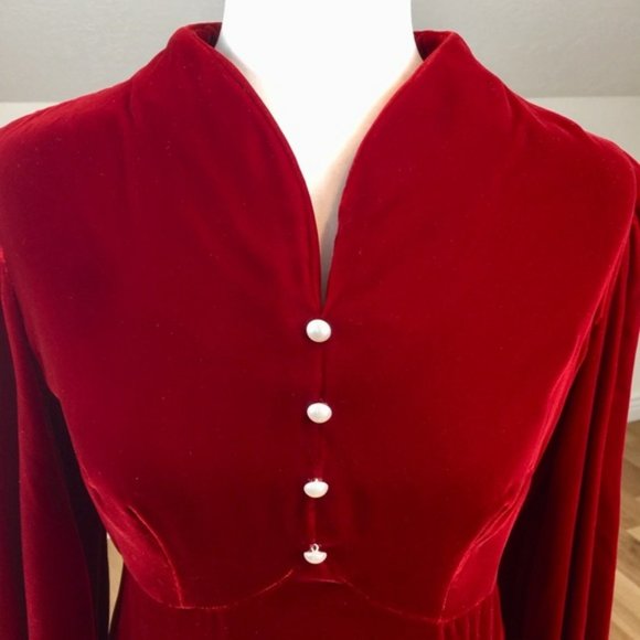 Vintage Red Velvet Maxi Dress - Picture 2 of 6